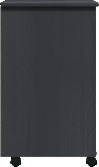 vidaXL Büroaufbewahrungsschublade aus Massivholz mit Rädern in Grau 34x39x65,5cm