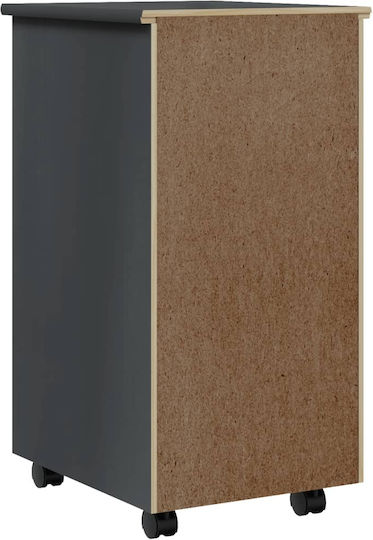 vidaXL Büroaufbewahrungsschublade aus Massivholz mit Rädern in Grau 34x39x65,5cm