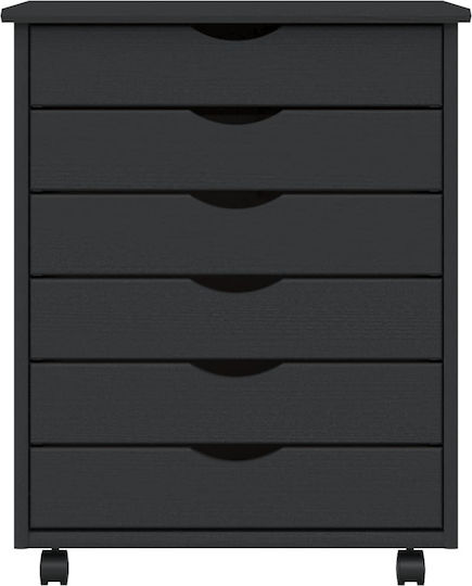 vidaXL Büroaufbewahrungsschublade aus Massivholz mit Rädern in Grau 53x39x65,5cm