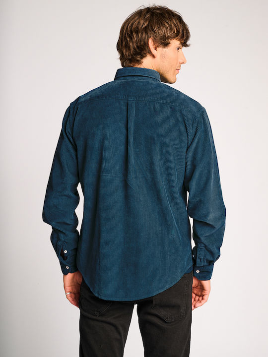 Staff Men's Shirt Long Sleeve Corduroy Navy Blue