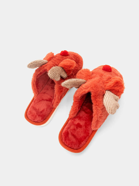 Luigi Women's Slippers with Fur Orange