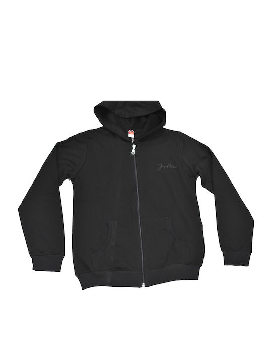 Kids Sweatshirt Cardigan Cotton with Hood Black