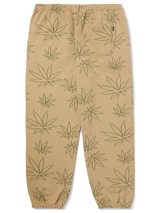 HUF Men's Fleece Sweatpants with Rubber Beige