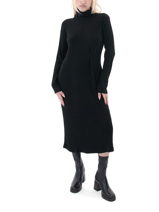 Namaste Midi Kleid Rollkragen Schwarz