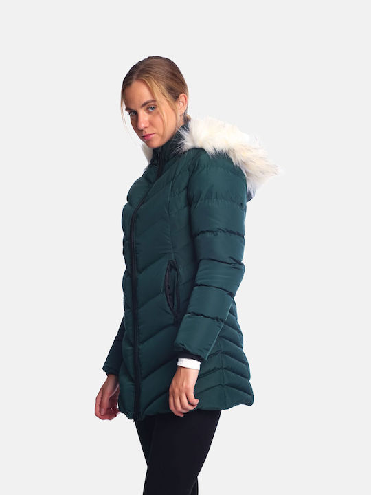 Paco & Co Women's Short Puffer Jacket for Winter Green