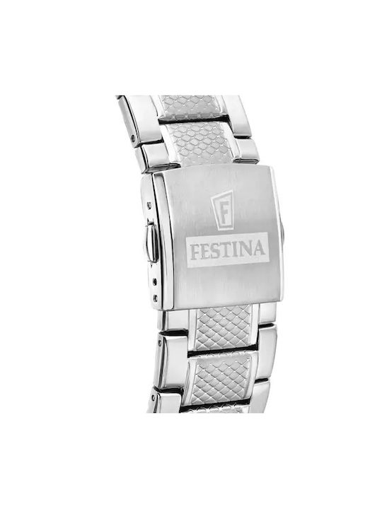 Festina Uhr Chronograph Batterie in Silber Farbe