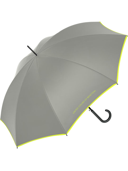 Benetton Automatic Umbrella with Walking Stick Gray