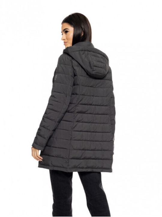 Splendid Women's Short Puffer Jacket for Winter with Hood Green