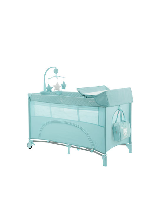 Kikka Boo NIghty Night Laufstall 2 Ebenen mit Wickeltisch & Matratze Mint 65x125cm