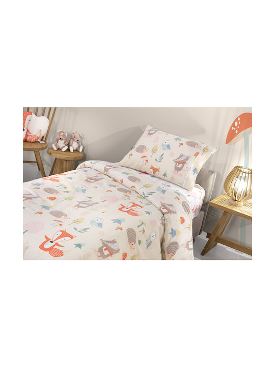 Saint Clair Set Kids Duvet Cover Single with Pillowcase Cotton Pudra 160x220cm