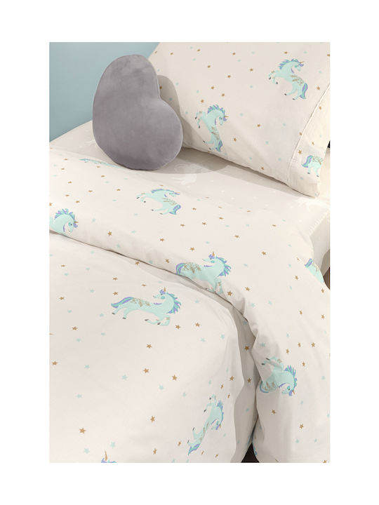 Saint Clair Set Kids Duvet Cover Single with Pillowcase Cotton Aqua 160x220cm