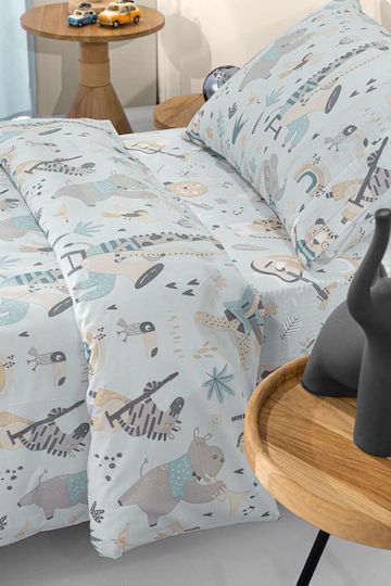 Saint Clair Set Kids Duvet Cover Single with Pillowcase Cotton Blue 160x220cm