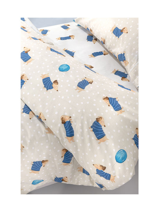 Saint Clair Set Kids Duvet Cover Single with Pillowcase Cotton Blue 160x220cm