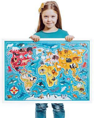 Kinderpuzzle Weltkarte - Animals 60pcs CzuCzu