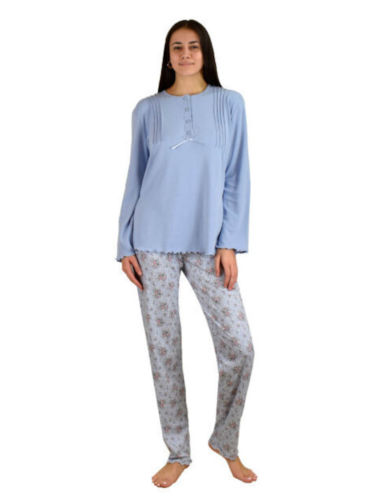 Relax Lingerie Winter Damen Pyjama-Set Hellblau