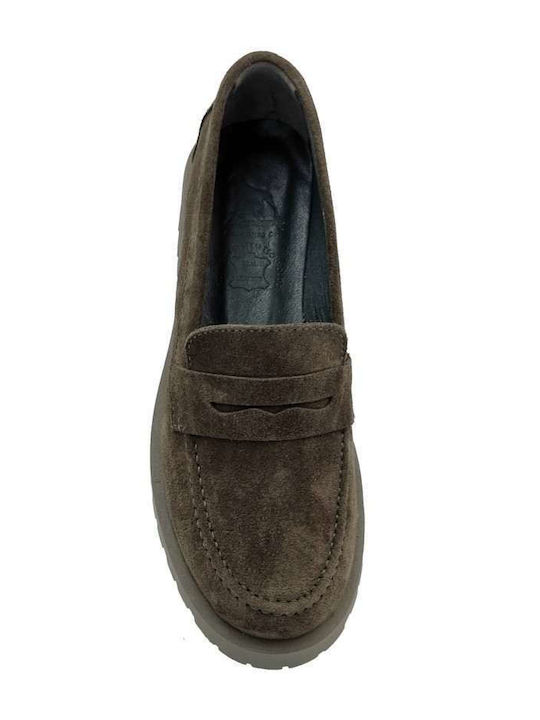 Women's Moccasins in Khaki Color