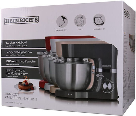 Heinrich's KM 6278 Stand Mixer 1300W with Stainless Mixing Bowl 6.5lt