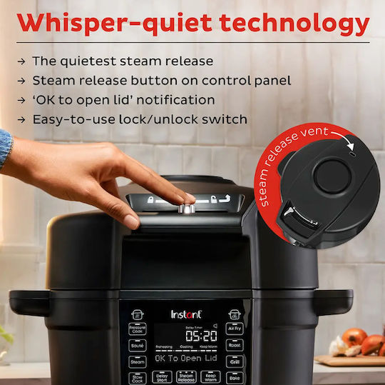 Instant Pot Duo Crisp Ultimate Lid Мултикукър 1500W с Капацитет 7лт Черен