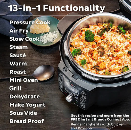 Instant Pot Duo Crisp Ultimate Lid Мултикукър 1500W с Капацитет 7лт Черен