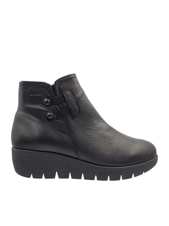 Leather Women's Ankle Boots Platform Black