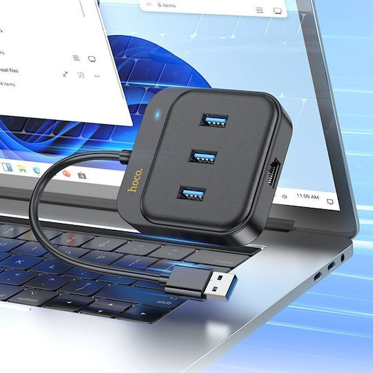 Hoco Hub 3 Θυρών USB 3.0 με σύνδεση USB-A / Ethernet