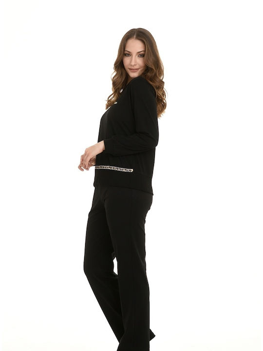 Zen by Daisy Winter Baumwolle Damen Pyjama-Hose Schwarz