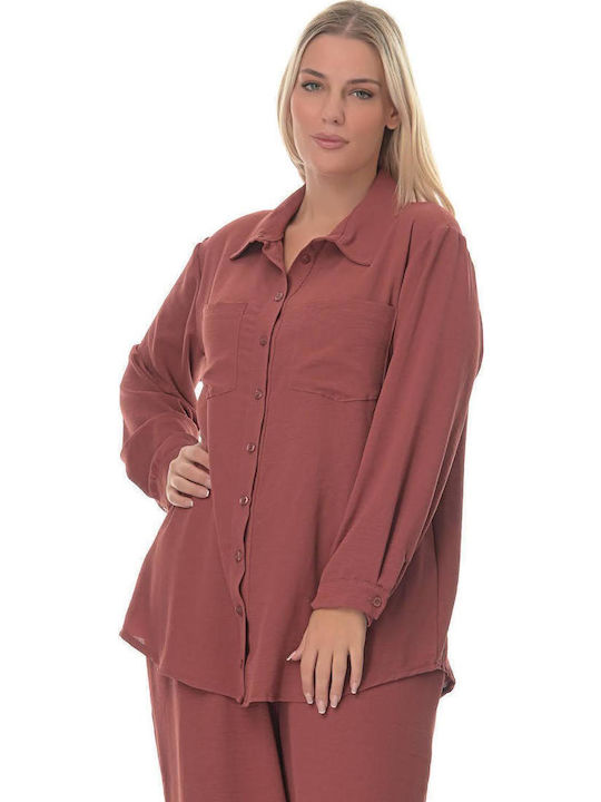 Women's Red Set with Pants with Elastic in Loose Fit