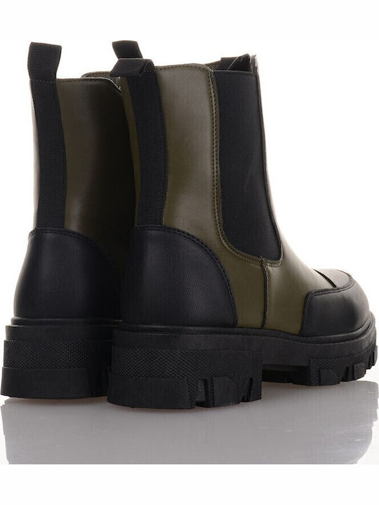 Women's Chelsea Boots with Medium Heel Khaki