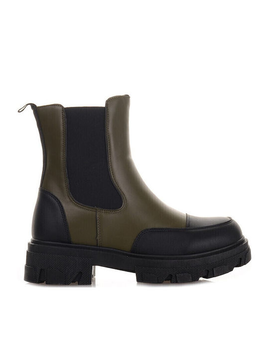 Women's Chelsea Boots with Medium Heel Khaki