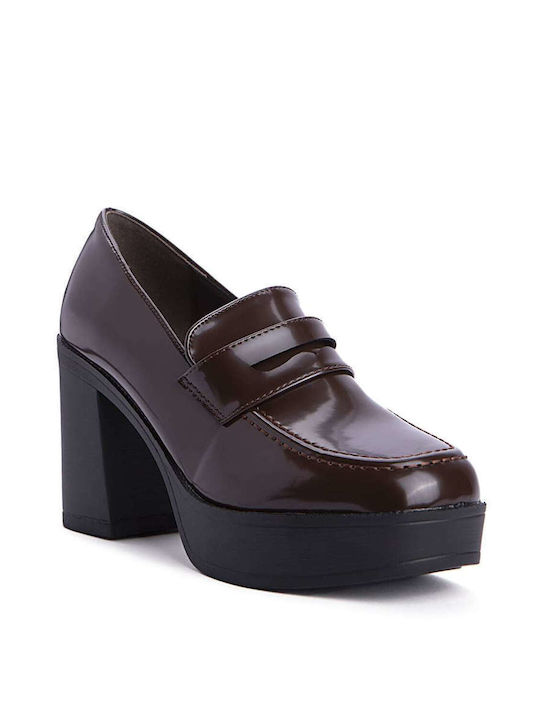 Keep Fred Patent Leather Brown Heels