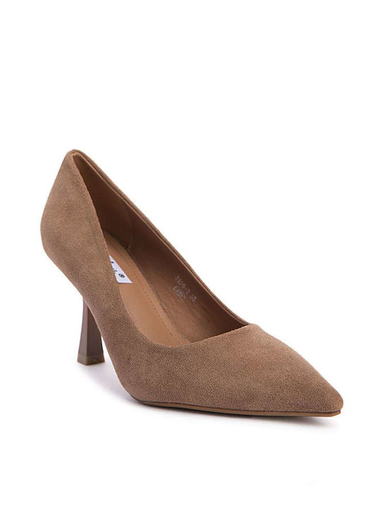 Keep Fred Synthetic Leather Pointed Toe Stiletto Brown High Heels