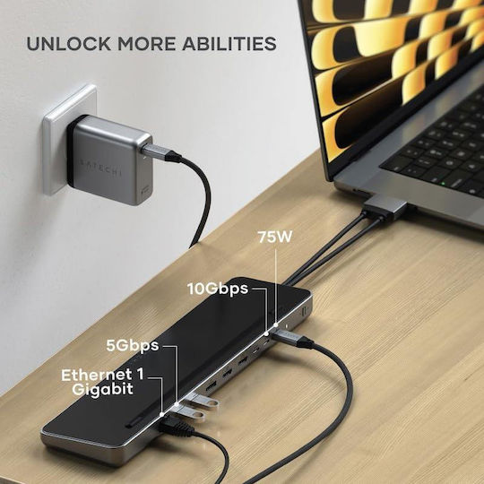 Satechi USB-C Stație de andocare cu HDMI Ethernet Gri (ST-DDSM)