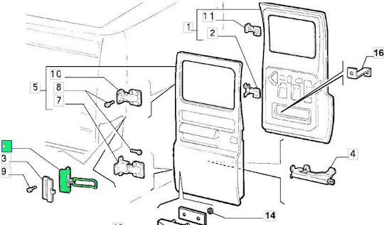 Mechanismus der Tür mit Installation Rückseite Peugeot Bipper Fiat Ducato Citroen Pullover 1330563080