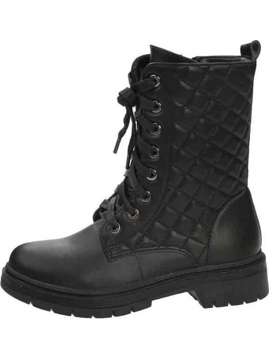 Leather Kids Boots with Laces Black