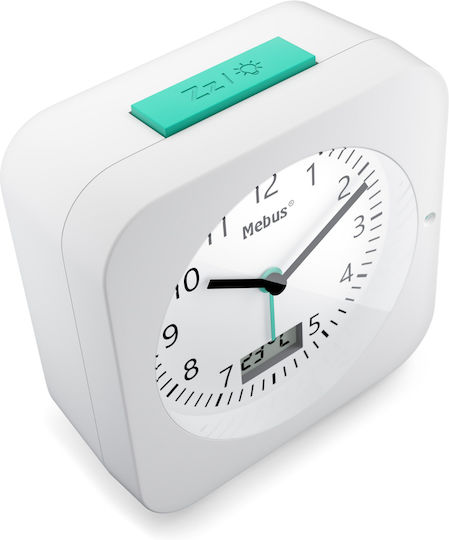 Mebus Tabletop Clock LED Plastic with Alarm Clock White 25610