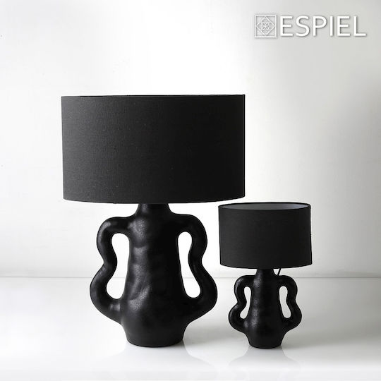 Espiel Κεραμικό Πορτατίφ για Ντουί E14 με Μαύρο Καπέλο και Βάση