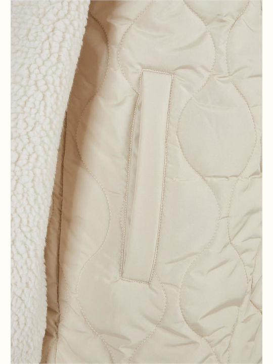 Kurz Damen Puffer Jacke für Winter Softseagrass/Whitesand