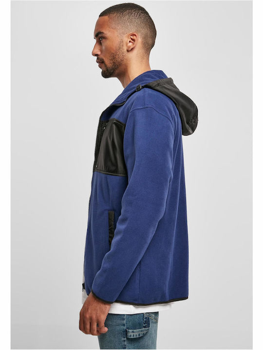 Men's Fleece Cardigan with Hood Blue