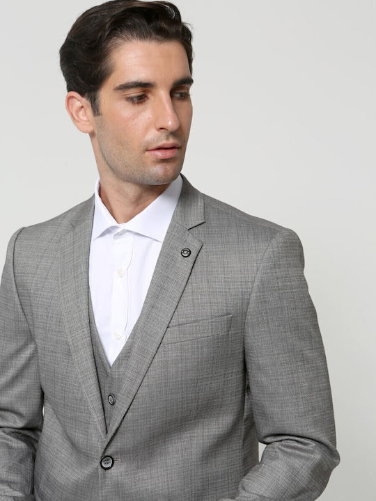 Men's Suit with Vest Gray