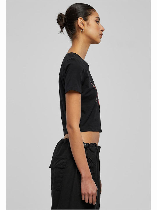 Women's Crop Top Cotton Short Sleeve Black