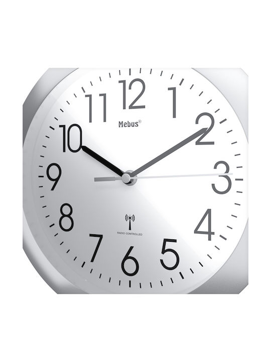 Mebus Wall Clock Plastic Silver Ø25cm