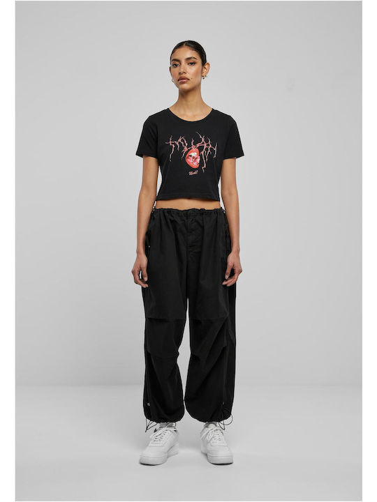 Women's Crop Top Cotton Short Sleeve Black