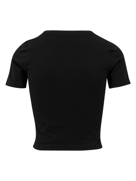 Women's Crop Top Cotton Short Sleeve Black