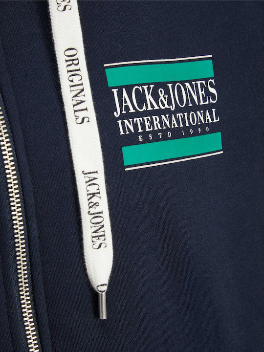 Jack & Jones Herren Sweatshirt Jacke mit Kapuze und Taschen Marineblau