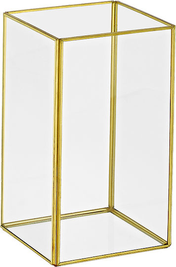 Palma Emporio Tabletop Glass Lantern Gold 11.5x11.5x25.5cm