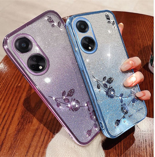 Gradient Color Glitter Flower Back Cover Σιλικόνης Ροζ Χρυσό (Oppo A98)
