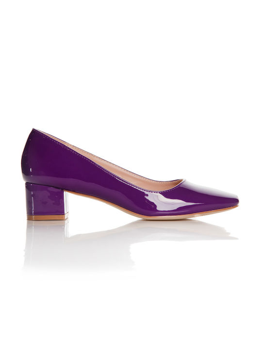 Shoe Art Patent Leather Purple Heels