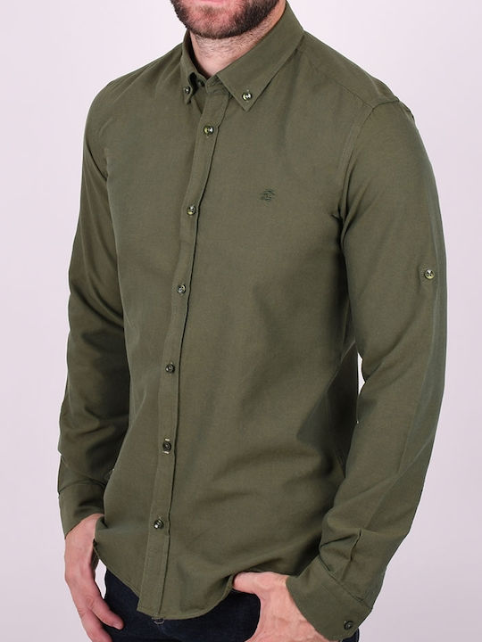 Zen And Zen Men's Shirt Long Sleeve Khaki