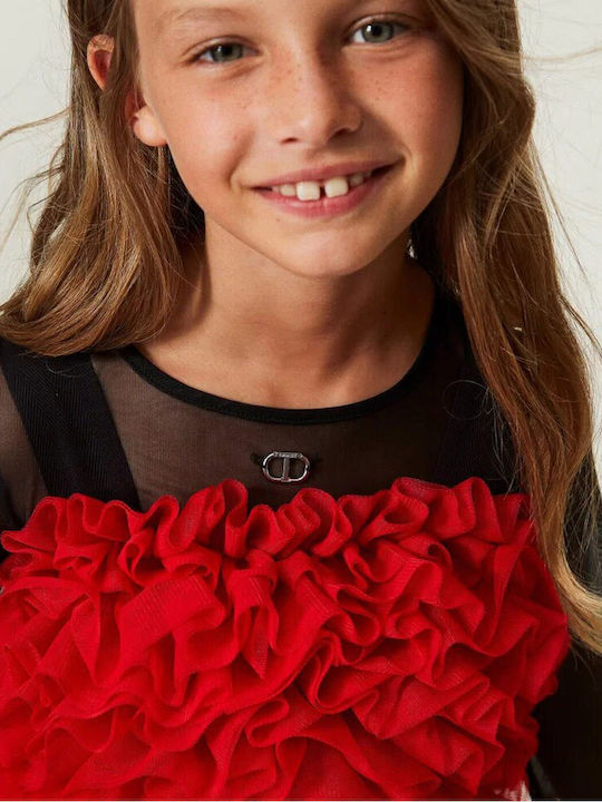 Children's Dress Long Sleeve Tulle Red