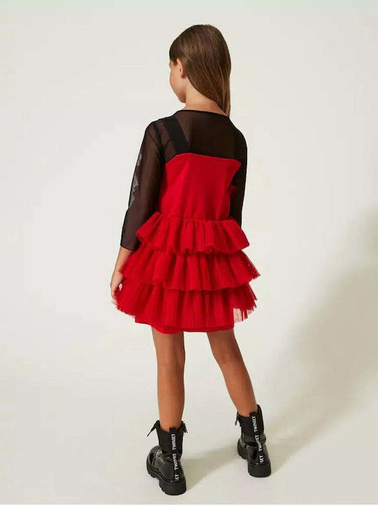 Children's Dress Long Sleeve Tulle Red